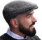 Hanna Hats Herren-Fahrermütze aus Donegal-Tweed im Vintage-Stil, Flach, Hergestellt in Irland, 100% Wolle (Granitgrau, Fischgrätenmuster,) Large