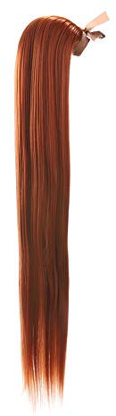 Prettyland 60cm Statikfrei lang-haar glatt Zopf Pferdeschwanz one-Piece Clip-In Haarteil Extensions orange Kupfer-Rot R01