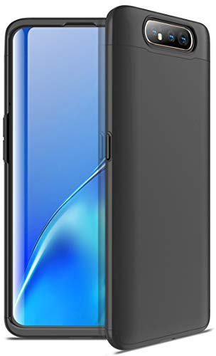 ZSCHAO Für Samsung Galaxy A80 360 Grad Hülle Ultra Slim Dünn stossfest Stoßfest +Panzerglas Handyhülle Samsung Galaxy A80 Hülle Full Case Cover Matt Hard Case Hart Armor 3 in 1 Schutzhülle Schwarz