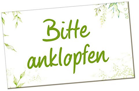 Logbuch-Verlag Bitte anklopfen Türschild - Hinweisschild Warnschild grün weiß 20 x 12 cm - Anklopfen-Schild selbstklebend