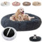 JRUI Warme Hundebett Flauschig Hundekissen Rund Katzenbett Katzenkissen Waschbar Plüsch Kuschelbett Kissen Donut Hundesofa Hundekörbchen für Mittelgroße und Große Hunde - Grau (50-120cm)