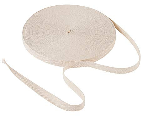 Craftdady Köperband aus Baumwolle, 50 m lang, 14 mm breit, naturfarbenes Twillband mit Fischgrätenmuster, Schrägband, zum Nähen, Stricken und Basteln, für Kunsthandwerk, Geschenkverpackungen