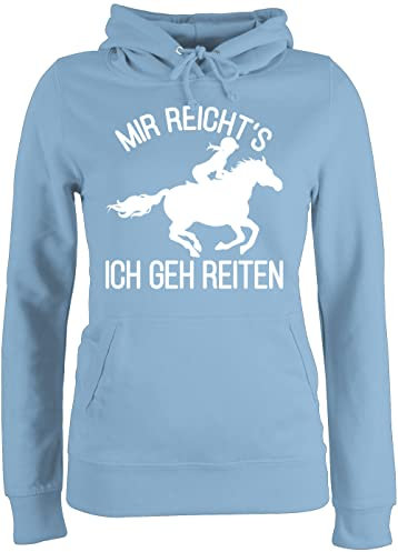 Pullover Damen Hoodie Frauen - Pferde - Mir reicht's ich geh Reiten - XS - Hellblau - pferdepullover reitoberteil pferdeliebhaber pony hoody reitpulli pferdepulloverdamen sprüche pferd reite kapuze