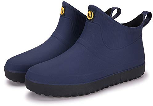 AONEGOLD Stivali di Gomma Uomo Donna all'aperto Giardinaggio Scarpe Antiscivolo Scarpe da Pioggia Stivali Caldi Impermeabili (Blu Navy,Taglia 44)