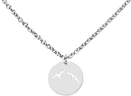 DAHEIM Halskette Berge - filigrane Mountain & Gipfel Kette für Damen und Frauen, Heimat-Schmuck Gebirge und Wandern aus Edelstahl (silber-farben) DHK281