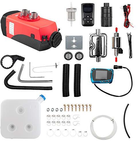 1 INCHHOME Chauffe-air diesel 2KW / 5KW / 8KW Chauffage de stationnement de camion de bateau de voiture 12V avec interrupteur LCD (Carbon Fibre Red, Nouvelle télécommande 2kw)