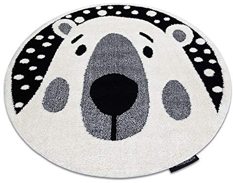 rugsx Moderne Kinderteppiche Joy Teddy Bear, Teddybär, für Babyzimmer, Spielteppiche, Kinderzimmer, strukturelle Zwei Ebenen des Vlieses Creme/schwarz Kreis 160 cm
