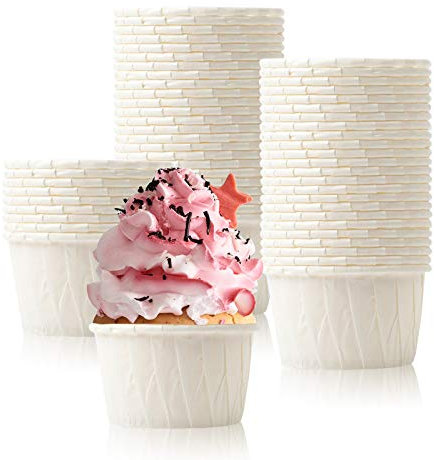 100Pcs Cupcake Cases for Baking, Cake Muffin Liners Greaseproof Paper Cupcake Cups, Standard Baking Cupcake Liners, Disposable Baking Cups for Holiday Party Christmas Birthday Wedding (White)