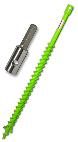 WERHE Erdbohrer 40 mm mit Hex Adapter, Vollstahl, Doppelwendel für Löcher | Ideal für Zaunpfähle und Pflanzlöcher, reduziert Ermüdung, kompatibel mit Standardbohrmaschinen, ergonomischer Griff