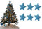 Pack of 6-8cm 3D Glitter Star Baubles Christmas Tree Decorations (Ice Blue)