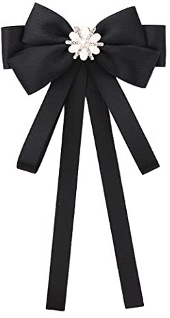 KABELIFE Süß Schleife brosche Schleifenbrosche mit Blume Strass Perle Schmuckbrosche Bowknot Kleid Schleifen Blusen Brosche (Schwarz)