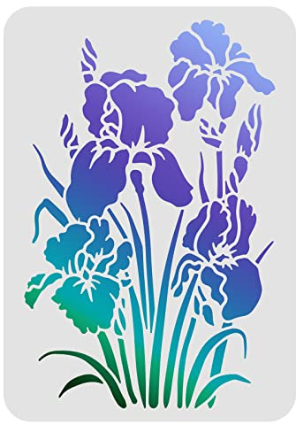 FINGERINSPIRE Iris Schablonen 29,7 x 21 cm Kunststoff Blumen Zeichnung Malschablonen Blume Blumen Wandschablonen Wiederverwendbare Schablonen zum Malen auf Holz, Boden, Wand und Fliesen…