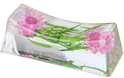 N&N Find Japan Japanese Chopstick Rest/Spoon Fork Knife Holder with Real Flower in Acrylic (Asparagus Pink)
