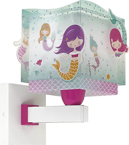 Dalber kinder Wandlampe, Kinderlampe Wandleuchte Mermaids Meerjungfrauen, kinder zimmer leuchte lampenschirm, Türkis