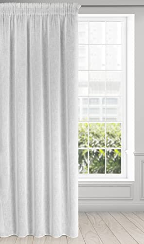 Eurofirany Leinen Optic Vorhang ALICJA mit Kräuselband - 1Stk. - Etamin Eco Boho Natürlich Fenstergardine Wohnzimmer Schlafzimmer 140x270cm Weiß
