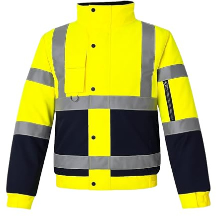Step Ahead Mens Hi Vis Waterproof Bomber Jacket – EN20471 Certified Safety Workwear – Two Tone Reflective Jacket for Construction, Warehouse & Utility Use