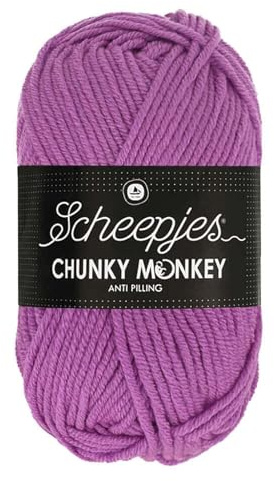 Scheepjes Chunky Monkey Aran Weight Yarn | 100g Ball | Anti-Pilling Acrylic | Soft & Hypoallergenic for Knitting and Crochet Blankets, Toys & Garments (1084 Wild Orchid)