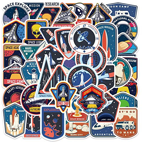 NASA Aufkleber für Laptop(52 Stück),Geschenk für Kinder Teenager Erwachsene Jungen,wasserdichte Platz Forscher Galaxis Aufkleber für Skateboard,Vinyl Stickers für Auto Motorräder Fahrrad Bumper