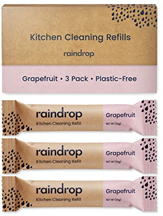 Raindrop Clean Plastic Free Cleaning | 3x Kitchen Cleaning Refills | Just Add Water | Cuts Through Grease and Grime 300 milliliters