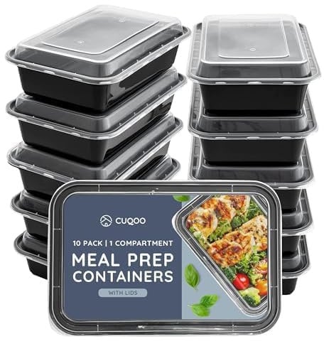 CUQOO Meal Prep Containers – 10 Pack BPA-Free Reusable with Lids – 1 Compartment Stackable Lunch Boxes – Freezer, Microwave & Dishwasher Safe for Meal Prep & Portion Control