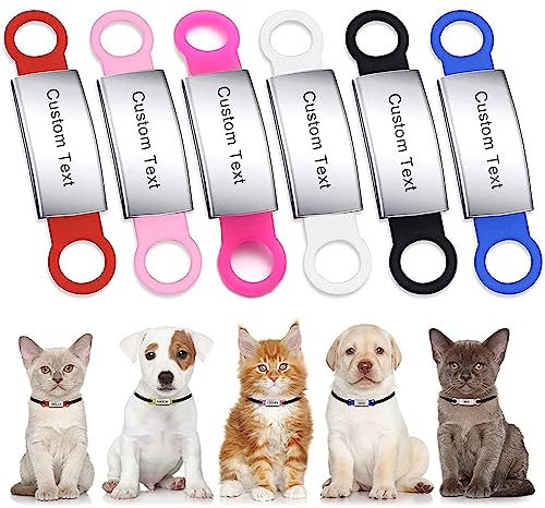 Personalised Dog Tags for Pets Engraved, Custom ID Tags for Dogs Cats Pets Tag Silicone Stainless Steel Dog Cat Name Tag Engraved Slide On Collar Tags