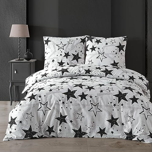 Buymax® Bettwäsche 155x220%100 Baumwolle 2-Teilig Bettbezug - Bettwäsche-Sets 155 x 220cm mit 1 mal Kissenbezug 80x80cm, ÖKO-TEX Renforcé-Bettdeckenbezug Set mit Reißverschluss