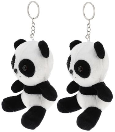 Didiseaon 2 Pièces Pendentif En Peluche Panda Porte-clés Poupée En Peluche à Suspendu Décor Fête Des Animaux Porte-clés Porte-bonheur Ornements Coton Pp Sacs Chaîne Suspendue