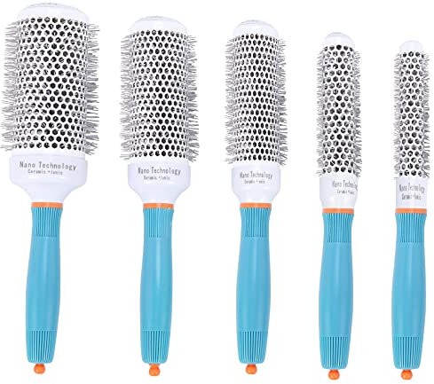 Luntfeiy Roller Comb Professional 5-Größen-Haarbürsten Hochtemperaturbeständige Runde Kamm-Haarstyling-Haarbürste für Erwachsene, Hairstyling-Enthusiasten, unisex, blau
