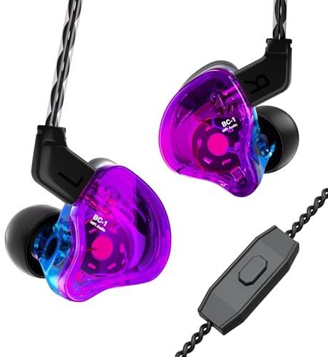Yinyoo CCZ Melody in-Ear-Monitors Hybrid 1BA 1DD HiFi Écouteur Basses Profondes léger Écouteur Intra-auriculaire IEM avec câble 4N OFC pour Musicien/Batteur/Bassiste (Violet Bleu, avec Micro)