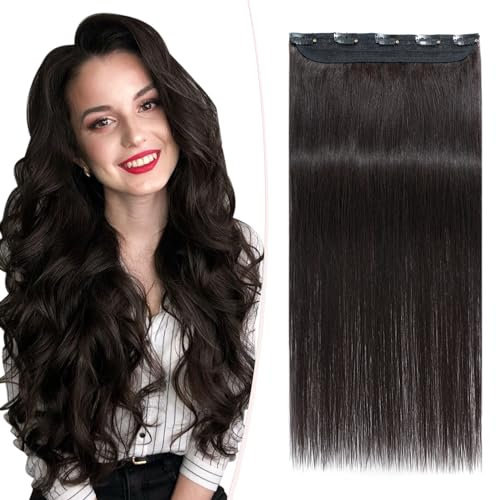 SEGOHAIR Clip in Extensions Echthaar,1 Teilig 5 Clip in Extensions Haarteil 100% Remy Echthaar Glatt Echthaar Extensions Clip,30cm 40g Natur Schwarz Für Voluminöses Haar