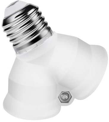Viitech Lampenfassung Splitter E27, Weiß 2-Fach Splitter-Adapter, Dual-Ausgang E27 Verteiler für Doppellampen, 110-240V, 0-60W (1er Set)