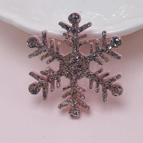 Wambere 10 Stück 3,5cm Schneeflocken Glitzernde Schneeflocke Patches Stoffaufkleber Flicken Applikationen zum Aufnähen für DIY Handwerk Basteln Haarnadeldekoration Kleidungsdekoration,Silber