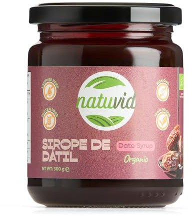 Natuvid Sirope de Dátil BIO 100% Natural – Endulzante Saludable – Sin Azúcar Añadido – Sin Gluten, Sin Lactosa – Vegano – 300g