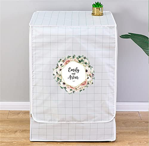 YOWGBVWC Housse imperméable et Anti-poussière pour Machine à Laver à Chargement Frontal – Design Minimaliste à Carreaux pour Lave-Linge et sèche-Linge de 8 à 10 kg – Protection élégante pour sèche-li