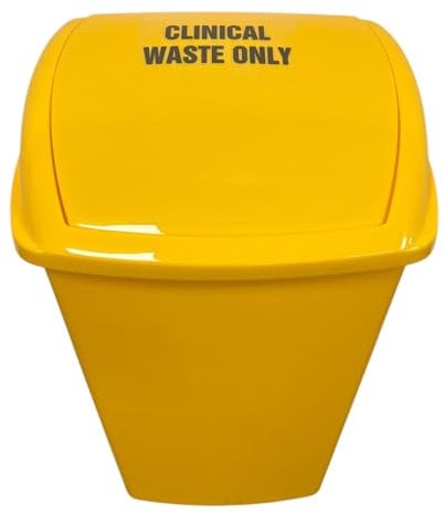 50L Yellow Swing Lid Clinical Sticker Included – Commercial Medical Clinical Waste Bin, Home, School Bin, Tattoo Parlour Bin, Aesthetics Clinic Bin, Veterinary Bin, Hospital Bin, Care home