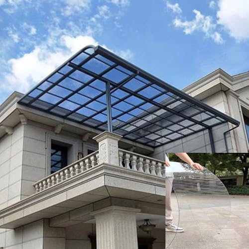 1.5mm Thick Roof Skylight Panels Polycarbonate Panel Roofing Sheets Roofing Transparent Insulation Daylighting Panels UV Protection Rain Pergola Roof Panels PC Transparent Durable Panel Cuts Easily Su