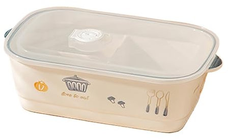 Fiambrera, Lonchera, Fiambrera Compartimentos, Fiambrera De Cerámica con 3 Compartimentos, Recipientes Reutilizables para Almacenar Alimentos (24 X 14,3 X 7,5 Cm, Blanco, 1000 Ml)(White)