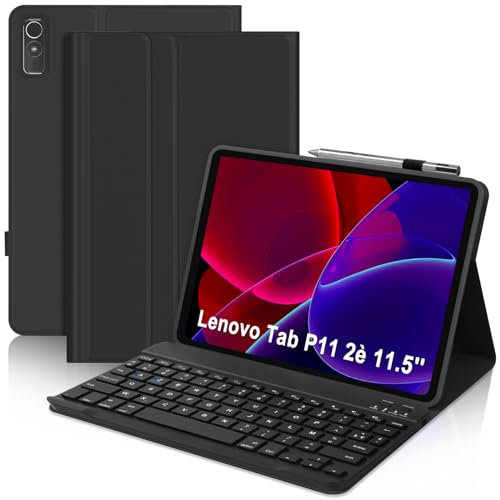 SENGBIRCH Clavier Bluetooth sans Fil 10.5 Pouces - AZERTY Français Clavier Détachable sans Fil Bluetooth pour iPad A16 11,iPad 10,Lenovo,Samsung,Huawei, Honor,Xiaomi Tablette, Noir