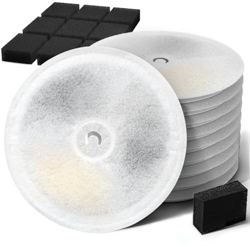 Upgegradete Katzenbrunnen Filter 3.0 für E versweet Solo 2/Solo SE, E versweet 3 Pro/2S/3, Katzen Trinkbrunnen Filter mit 10 Schwammfilter, Mehrstufiges Filtersystem (Rund-10 Filter+10 Schwämme)