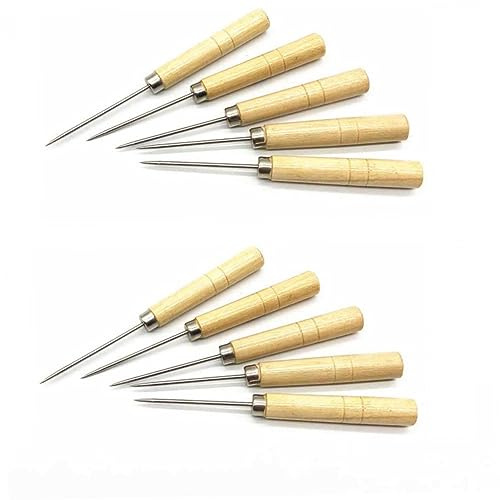 10Pcs Wooden Handle Awl Needle Scriber Tool Set for Children