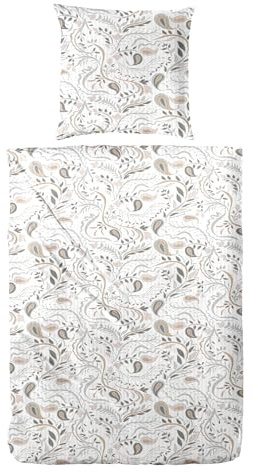 Primera Soft-Seersucker Bettwäsche 155x220 Paisley weiß grau beige 213066-70