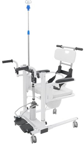 Sedia di trasferimento per pazienti, portatile, con altezza regolabile, vaso, supporto per infusione, sedia per malati, anziani, disabili, donne incinte, fino a 100 kg Bel