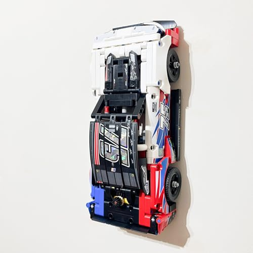 3Dudes & Dad Wall Mount Display Bracket compatible with LEGO® Technic NASCAR Next Gen Camaro ZL1 - Custom Storage Hook for Set 42153 - 3D Printed Plastic - Supplied With Mounting Hardware