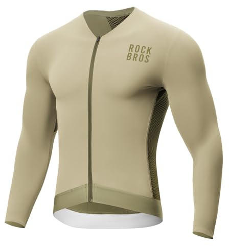 ROCKBROS Fahrradtrikot Radtrikot Langarm Herren, Atmungsaktiv und Schnelltrocknend, Elastisches Rennrad Trikot mit 3 Taschen und Reißverschluss für Radsport MTB Straße