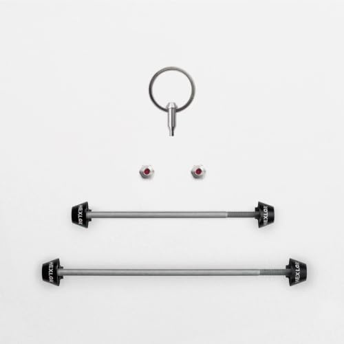 Hexlox Axle Set for Securing the Wheels - Anti-Theft Protection for Front and Rear Wheels, Includes 2 x 5 mm & Keys, for Quick Release on MTB, Road Bike & City Bike