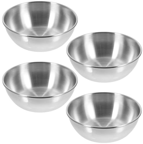 CONGARTENO Edelstahl Gewürzschalen 4Er Set Rund 3.15 Zoll Hitzebeständig Flach Breit Für Saucen Dip Sojasauce Vorspeise Teller Zuhause Restaurant Catering