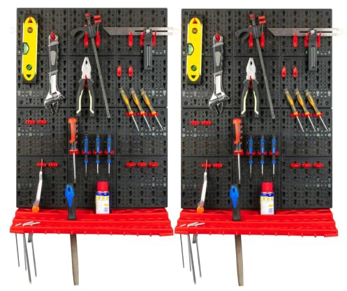 KCT 3pc Wall Mount Tool Board Storage Organiser Workshop Shelves Rack - 2 Pack