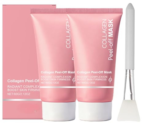 LINXINS 3 Pcs Collagen Face Mask Overnight with Brush,120ml Collagen Night Wrapping Mask Peel-Off Deep Hydration Smoothing and Elasticizer