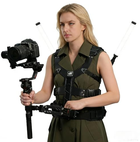 DF DIGITALFOTO Thanos X Gimbal Stützweste mit Erweiterungsplatte | Für V-Mount-Akkus/Funktransmitter, Ideal für Video-Livestreaming, Kompatibel mit DJI RS2/RS3/RS4/RS4 PRO