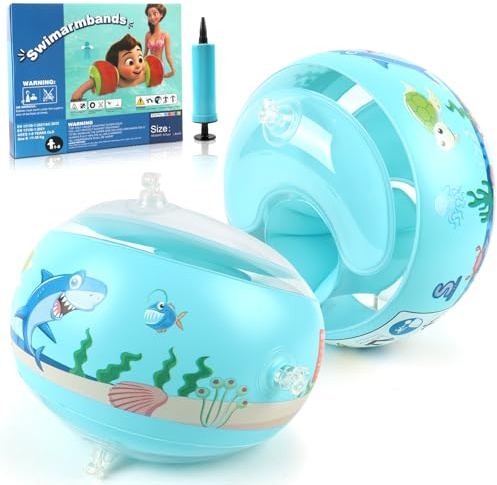 Manguitos Piscina Niños 3 a 6 años, Ayudante de Natación para Niños, Juego de Flotador, Flotadores de Brazos para Bebés Mayores de 1 año y de 6 a 25 kg